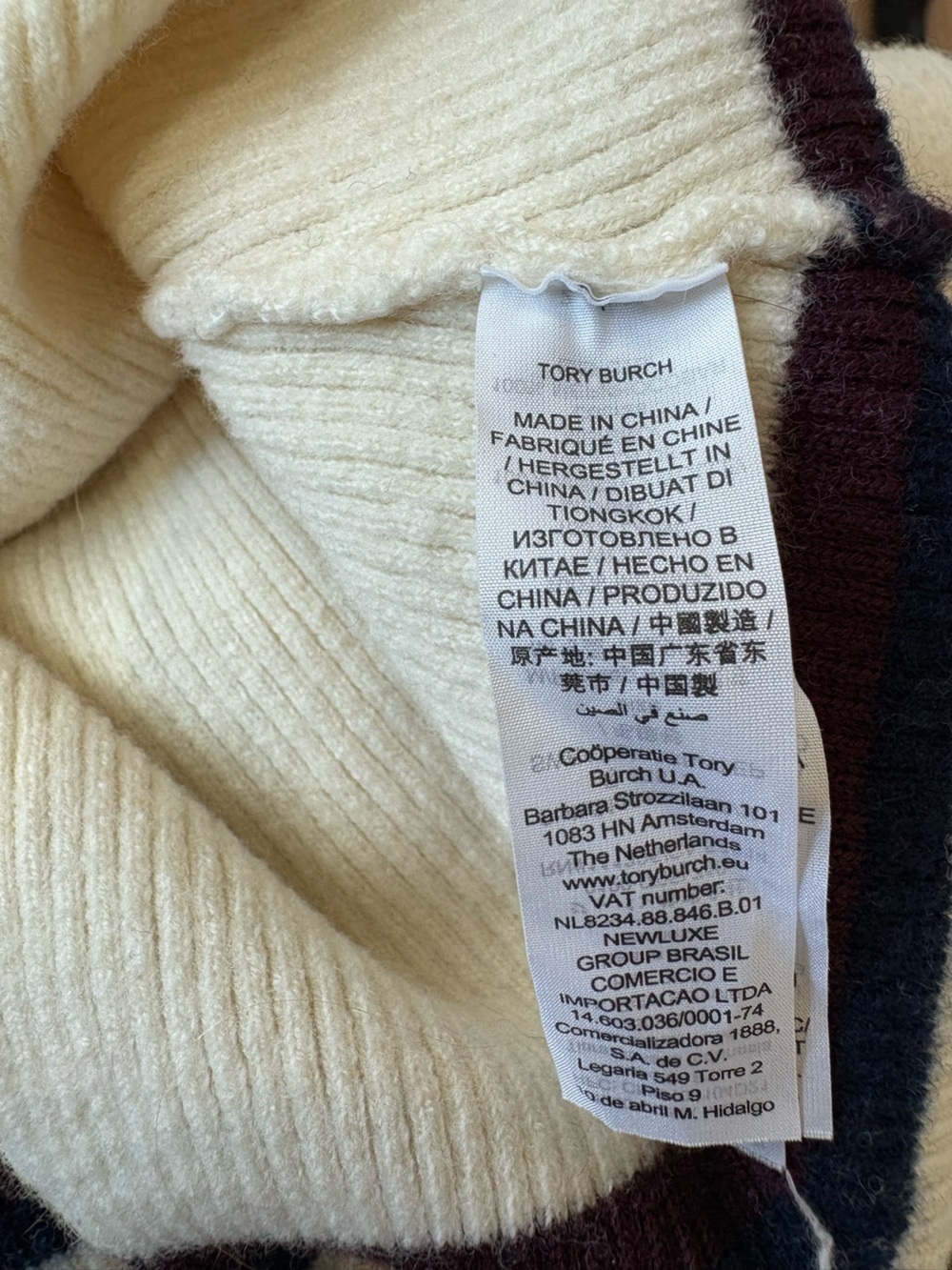 Tory Burch Sport Cream V-Neck Polo Sweater - Picture 5 of 7